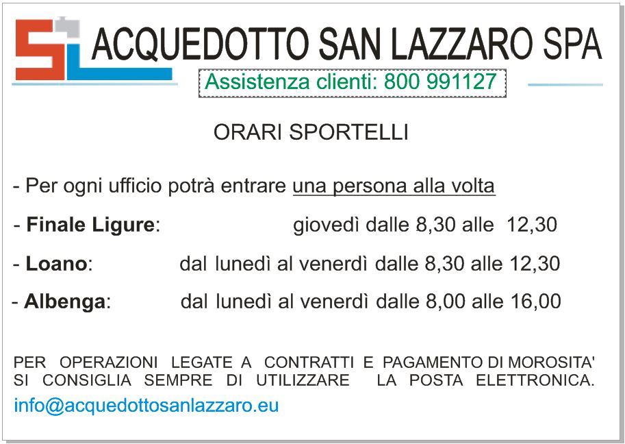 Orari degli sportelli - versione testo vedi link